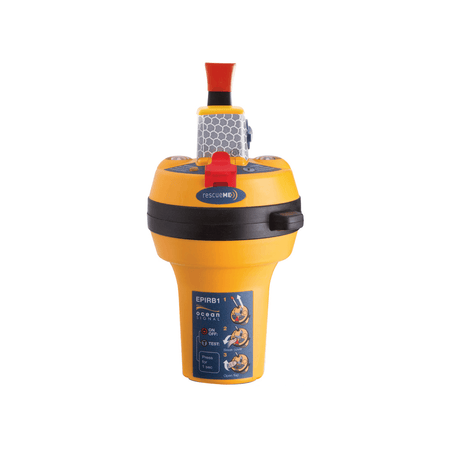 Localizzatore d'emergenza EPIRB1 Ocean Signal compatto con GPS integrato e staffa a sgancio manuale.
