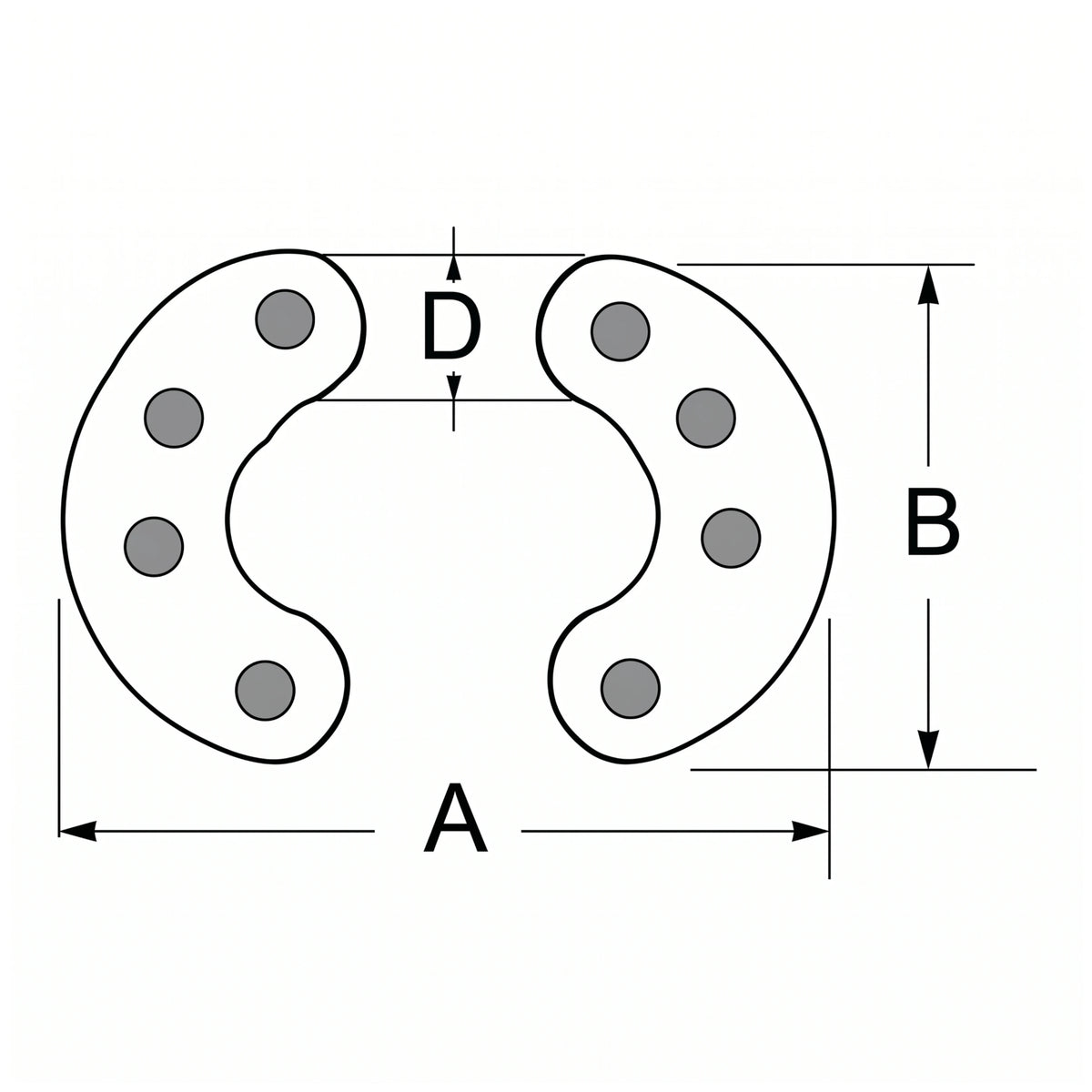 Falsa maglia in acciaio inox AISI 316 a 8 perni da 8 mm per catena calibrata argani e salpa ancore