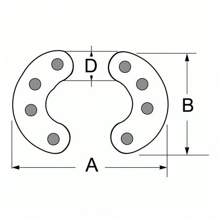 Falsa maglia in acciaio inox AISI 316 a 8 perni da 8 mm per catena calibrata argani e salpa ancore