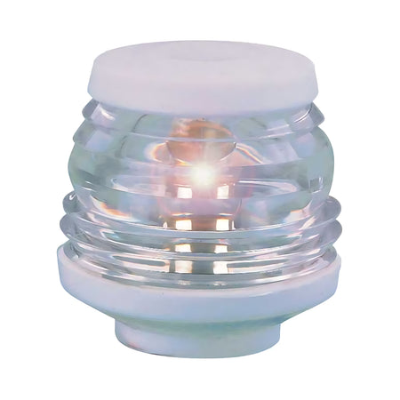 Fanale di navigazione circolare 360 gradi serie Compact, omologato RINA per barche fino a 12 metri. Disponibile con luce bianca o rossa e corpo bianco o nero.