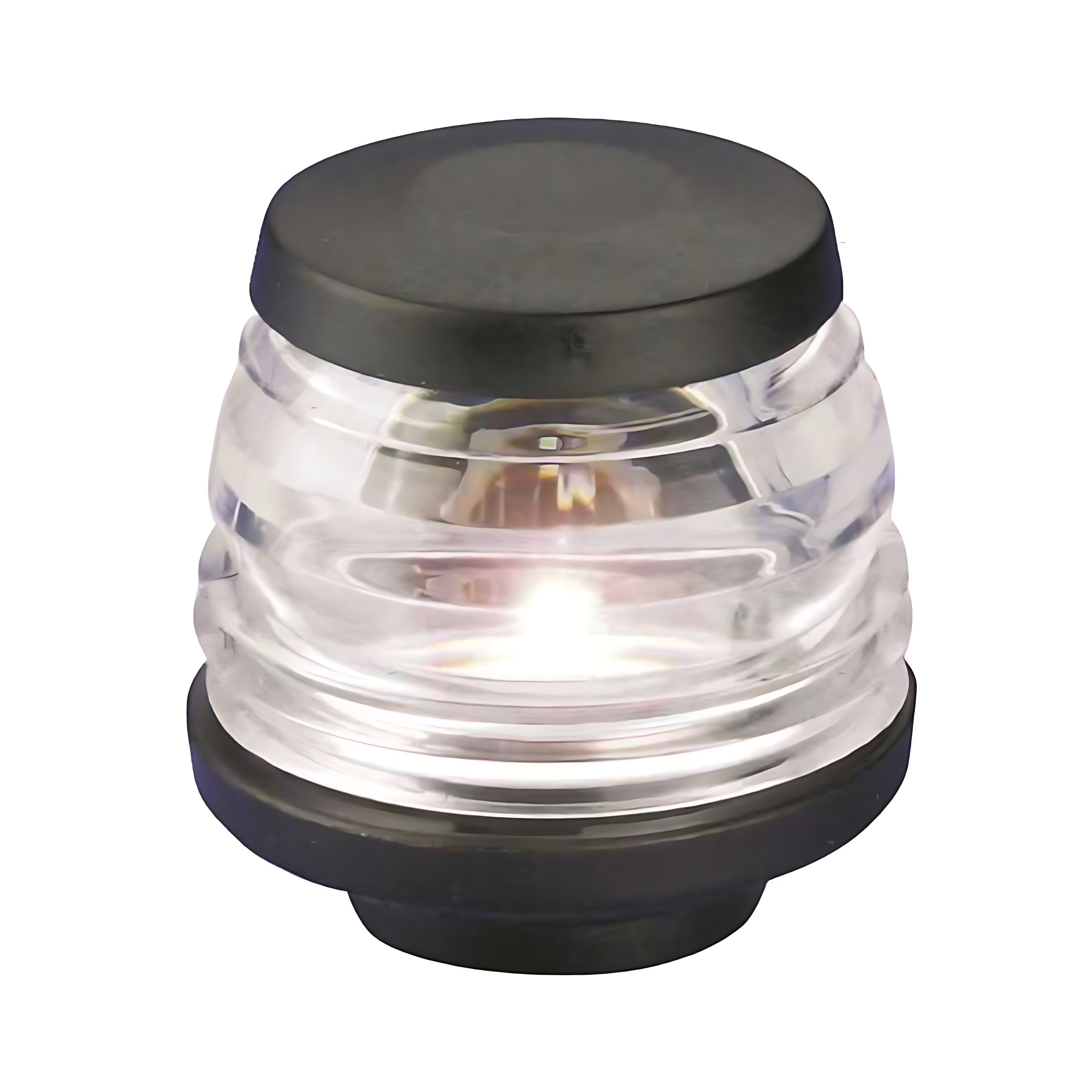 Fanale di navigazione circolare 360 gradi serie Compact, omologato RINA per barche fino a 12 metri. Disponibile con luce bianca o rossa e corpo bianco o nero.