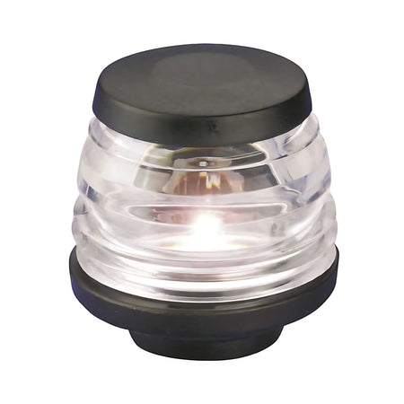 Fanale di navigazione circolare 360 gradi serie Compact, omologato RINA per barche fino a 12 metri. Disponibile con luce bianca o rossa e corpo bianco o nero.