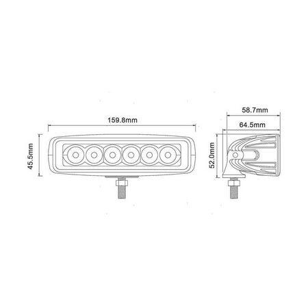 Faretto LED rettangolare 18W per illuminazione coperta e pozzetto, staffa in acciaio inox, disponibile con cassa bianca o nera. misure