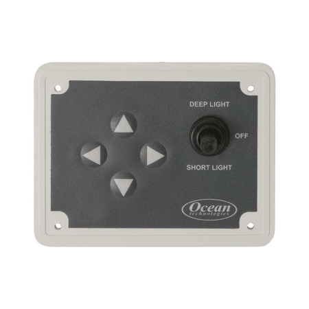 Faro di profondità orientabile Ocean Halogen 11-RC per barca con pannello di comando, cassa bianca antiurto e bulbo stagno. pannello