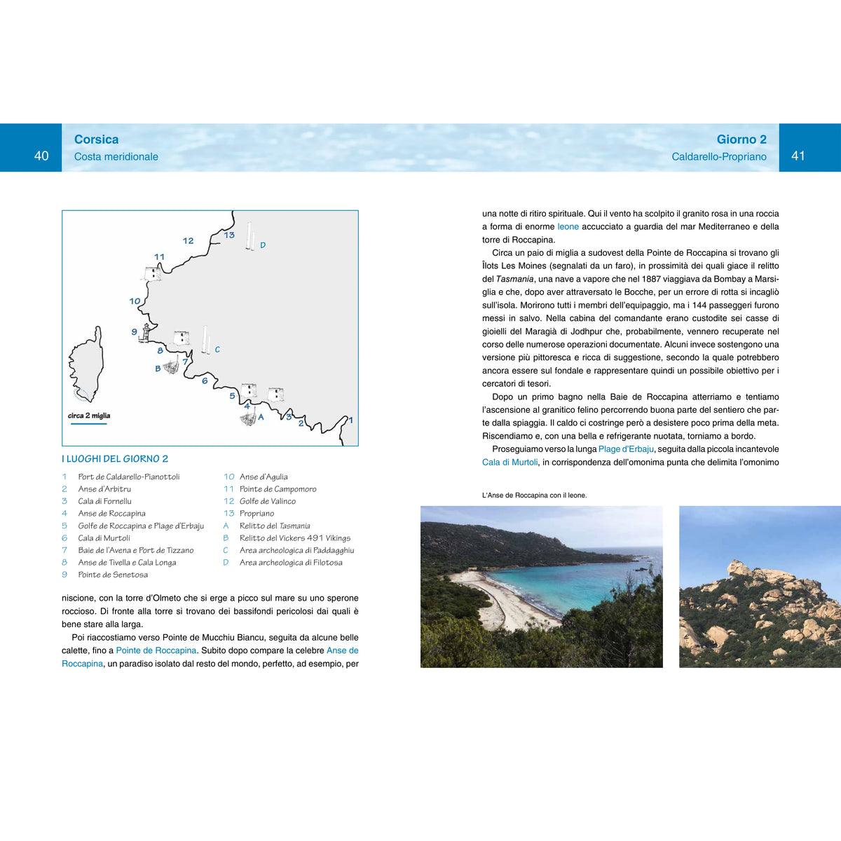 Il periplo della Corsica in 11 giorni – pagina interna 9 dall'estratto dell'editore