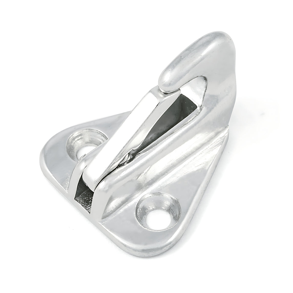 Gancio per parabordi in acciaio inox AISI 316 a microfusione con sicura a molla. Disponibile in due varianti di dimensione per fissaggio a paratia.