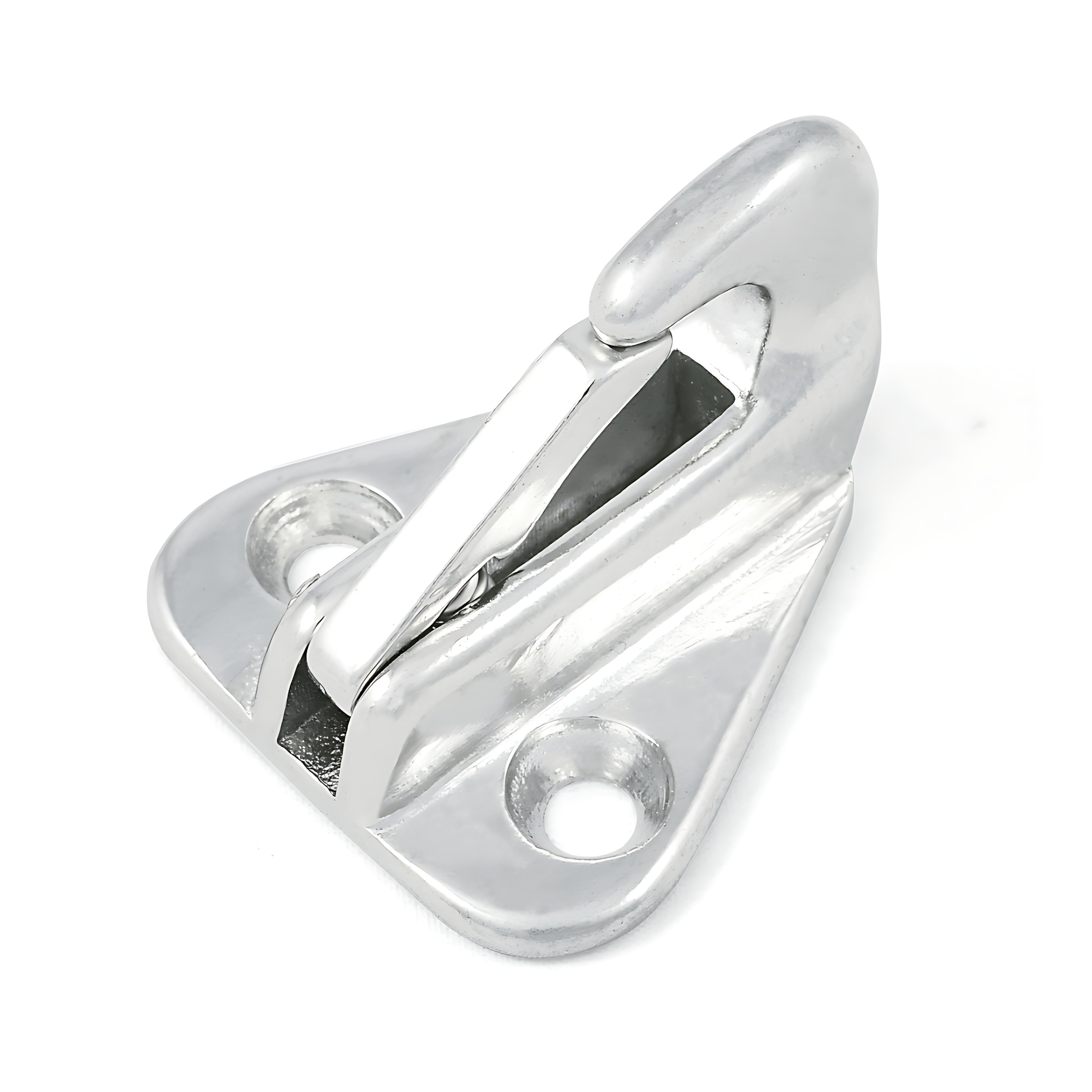 Gancio per parabordi in acciaio inox AISI 316 a microfusione con sicura a molla. Disponibile in due varianti di dimensione per fissaggio a paratia.