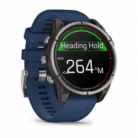Garmin quatix 8 AMOLED 47mm smartwatch nautico vista laterale sinistra