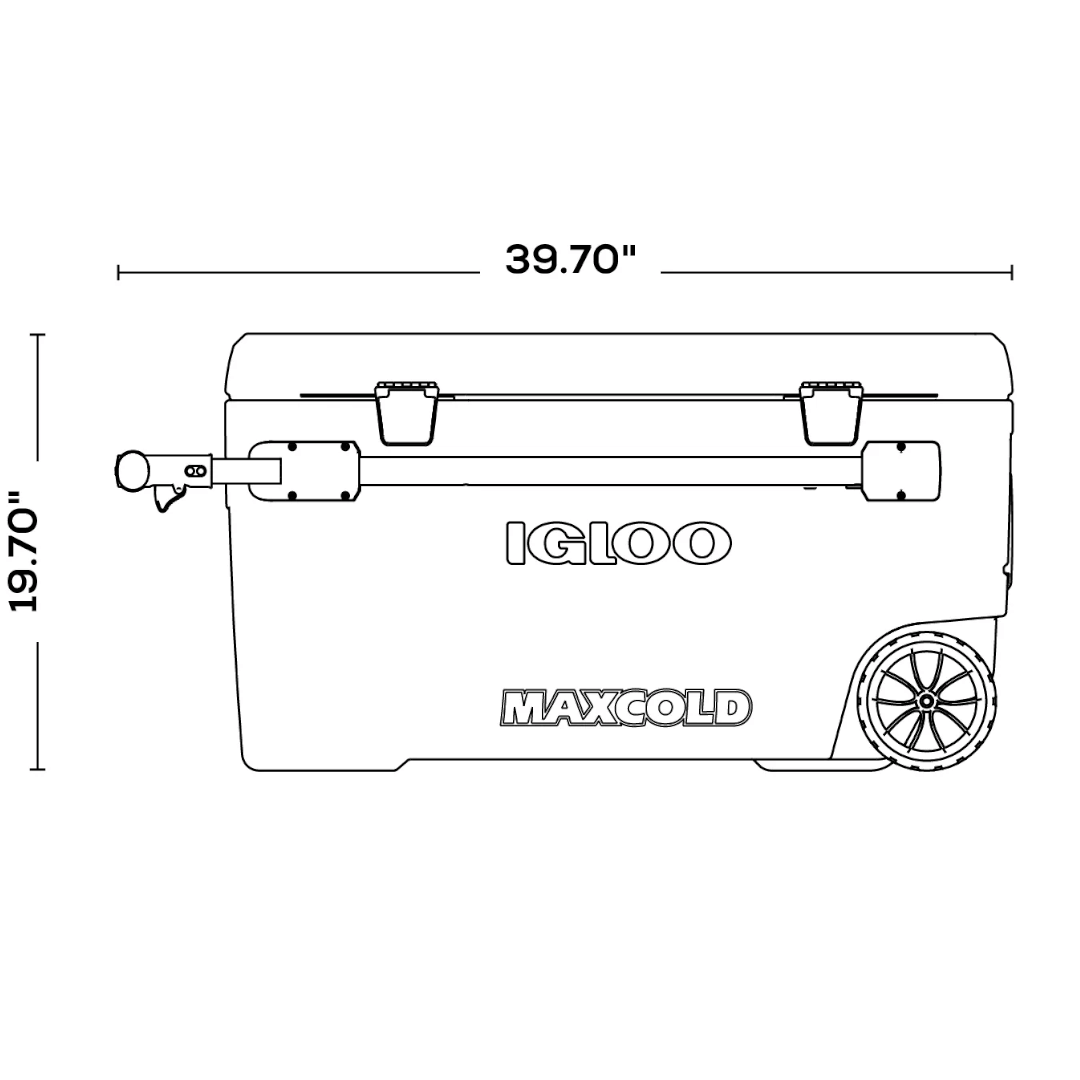 Scheda tecnica ghiacciaia Igloo MaxCold con ruote, dimensioni 39.70x19.70 pollici | Onautica