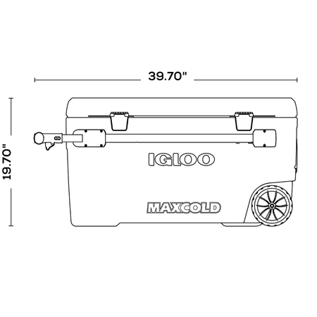 Scheda tecnica ghiacciaia Igloo MaxCold con ruote, dimensioni 39.70x19.70 pollici | Onautica