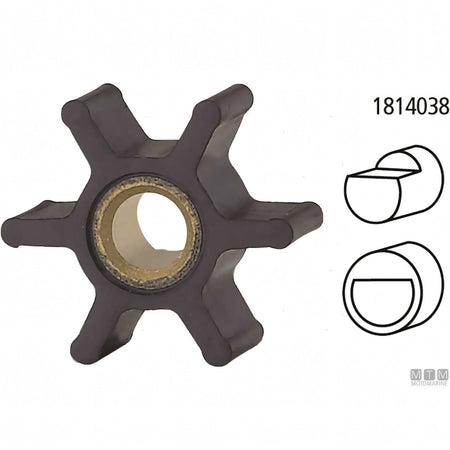 Girante Pompa Acqua per Motori Yanmar - Ricambio Compatibile - 1GM10 (cod. orig. 128170-42070) - ID8 D32 H12 - 6 pale - Bocc. F - foto 1