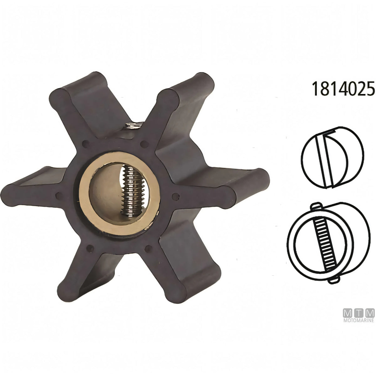 Girante Pompa Acqua per Motori Yanmar - Ricambio Compatibile - 1GM10 (cod. orig. 128170-42070) - ID8 D32 H12 - 6 pale - Bocc. F - foto 2