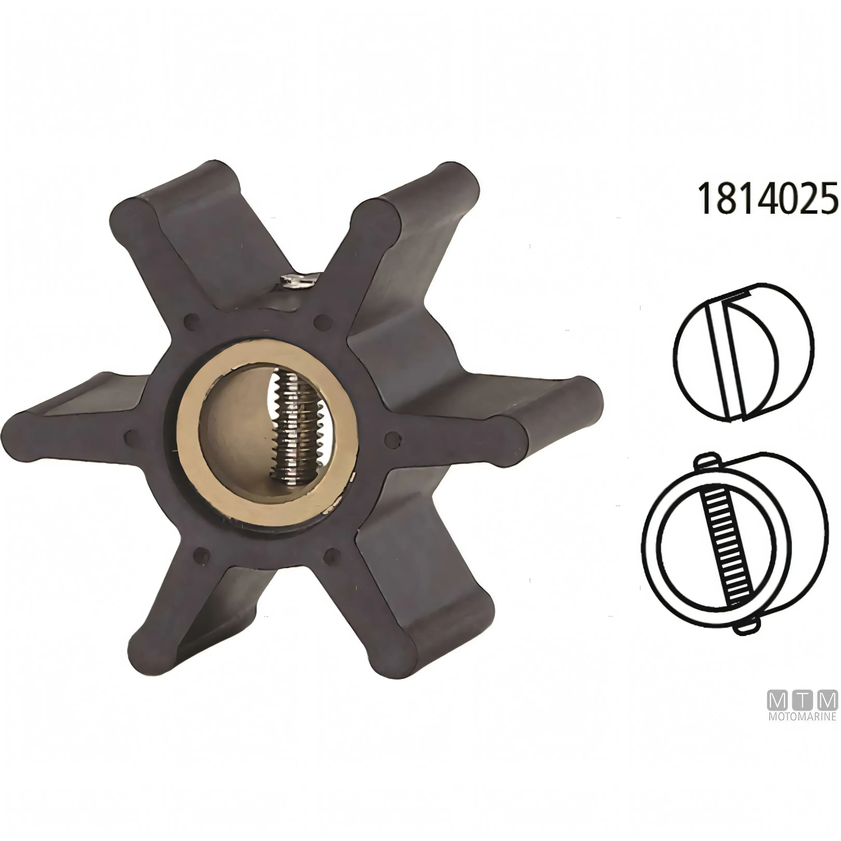 Girante Pompa Acqua per Motori Yanmar - Ricambio Compatibile - 1GM10 (cod. orig. 128170-42070) - ID8 D32 H12 - 6 pale - Bocc. F - foto 2