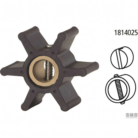 Girante Pompa Acqua per Motori Yanmar - Ricambio Compatibile - 1GM10 (cod. orig. 128170-42070) - ID8 D32 H12 - 6 pale - Bocc. F - foto 2