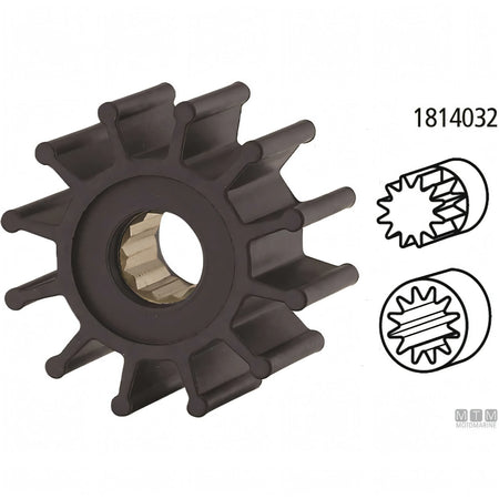 Girante Pompa Acqua per Motori Yanmar - Ricambio Compatibile - 1GM10 (cod. orig. 128170-42070) - ID8 D32 H12 - 6 pale - Bocc. F - foto 3