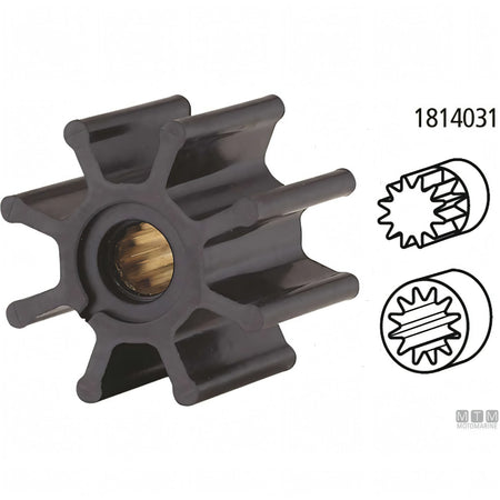 Girante Pompa Acqua per Motori Yanmar - Ricambio Compatibile - 1GM10 (cod. orig. 128170-42070) - ID8 D32 H12 - 6 pale - Bocc. F - foto 4