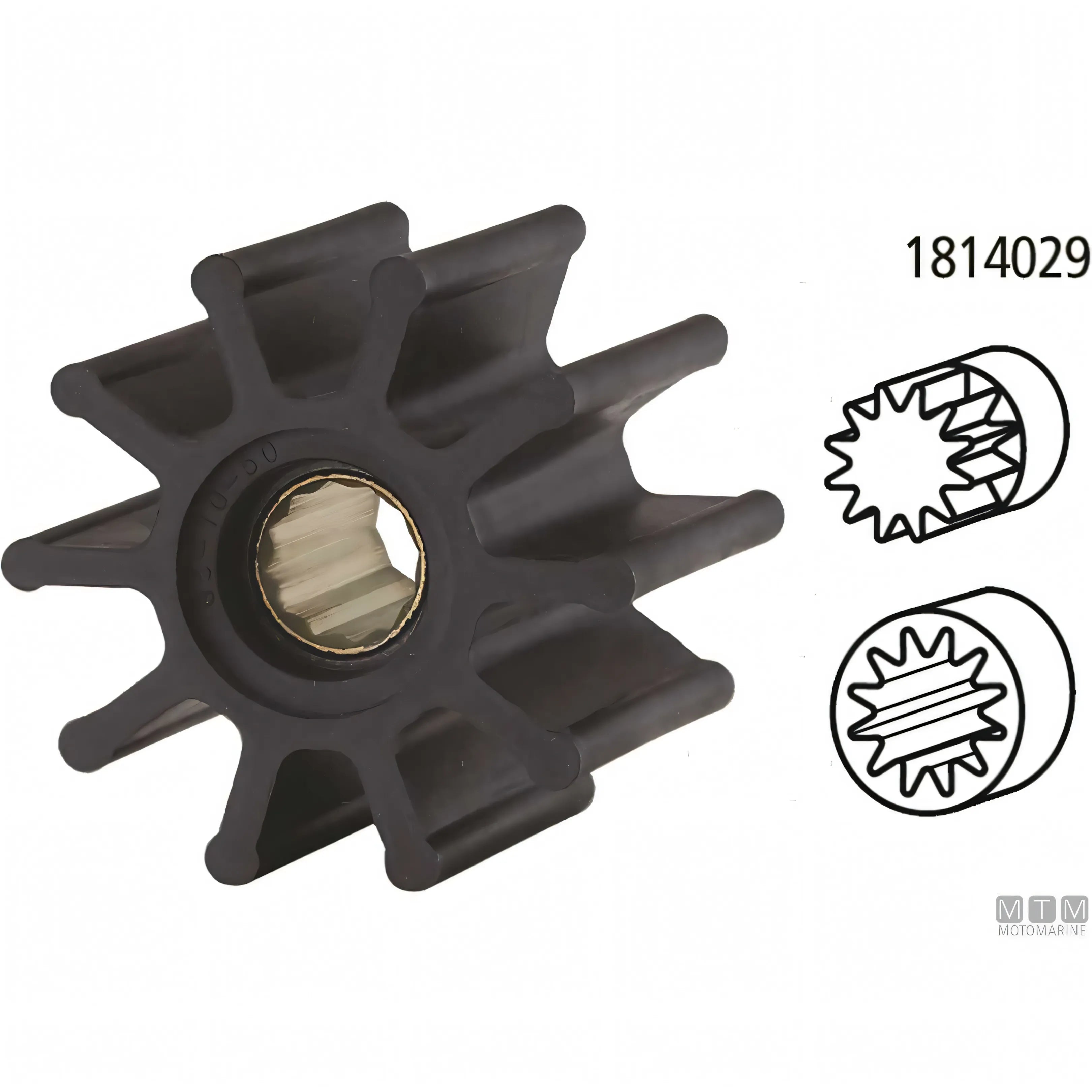 Girante Pompa Acqua per Motori Yanmar - Ricambio Compatibile - 1GM10 (cod. orig. 128170-42070) - ID8 D32 H12 - 6 pale - Bocc. F - foto 5
