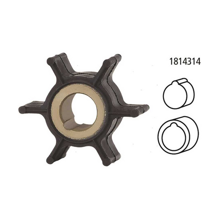 Girante in gomma di ricambio per pompa acqua motori fuoribordo Johnson e Evinrude 2 tempi e 4 tempi.