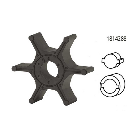 Girante in gomma di ricambio per pompa acqua motori fuoribordo Johnson e Evinrude 2 tempi e 4 tempi.