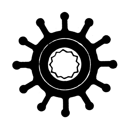 Girante in gomma di ricambio per pompa acqua motori marini diesel Yanmar serie GM, JH e LH.