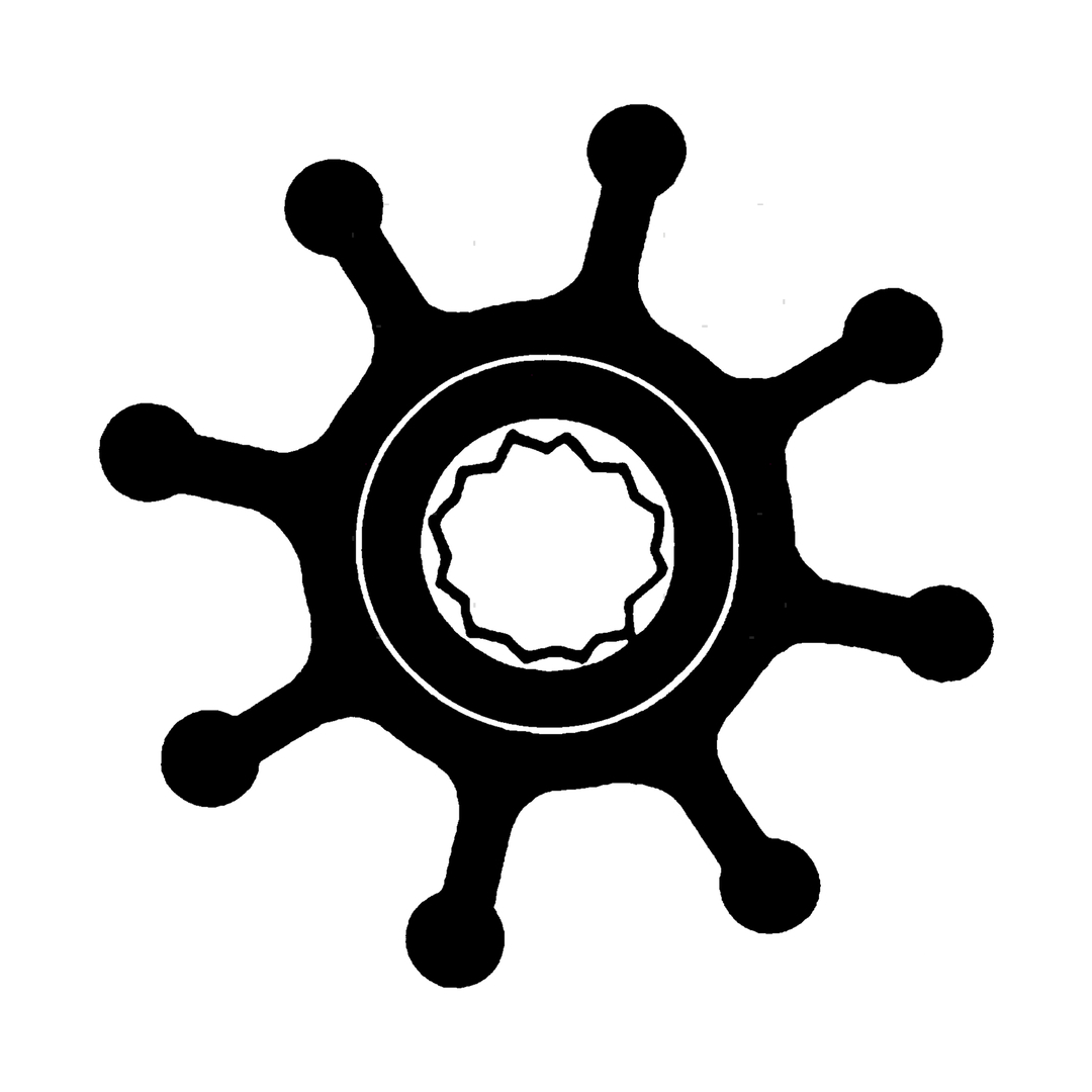 Girante in gomma di ricambio per pompa acqua motori marini diesel Yanmar serie GM, JH e LH.