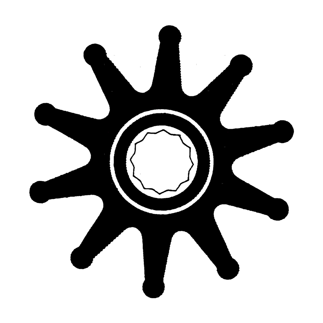 Girante in gomma di ricambio per pompa acqua motori marini diesel Yanmar serie GM, JH e LH.