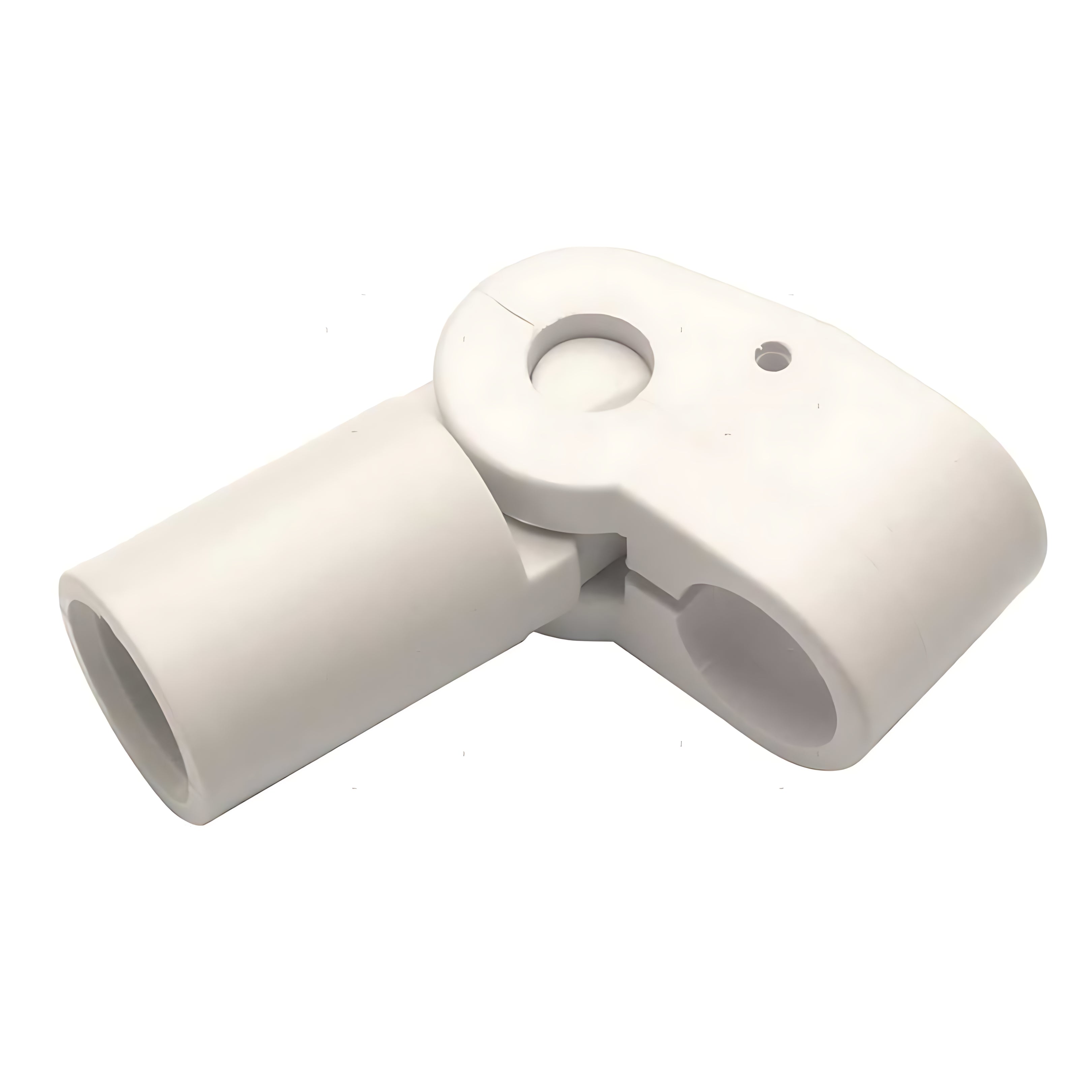 Giunto a T in plastica nera per strutture di capottine e tendalini nautici, compatibile con tubi da 20 mm di diametro.