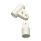 Giunto a T in plastica nera per strutture di capottine e tendalini nautici, compatibile con tubi da 22 mm di diametro.