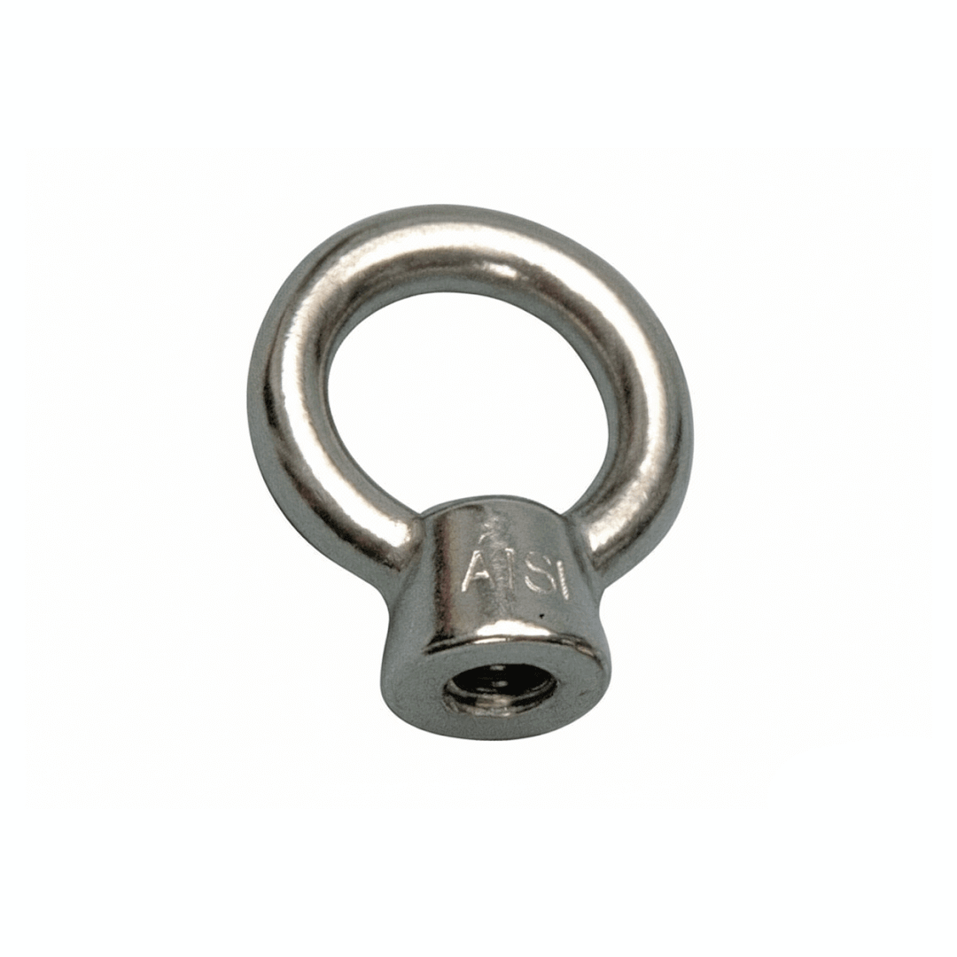 Golfare femmina DIN inox 316 lucido Ø 10 mm con anello circolare e dado esagonale filettato | Onautica