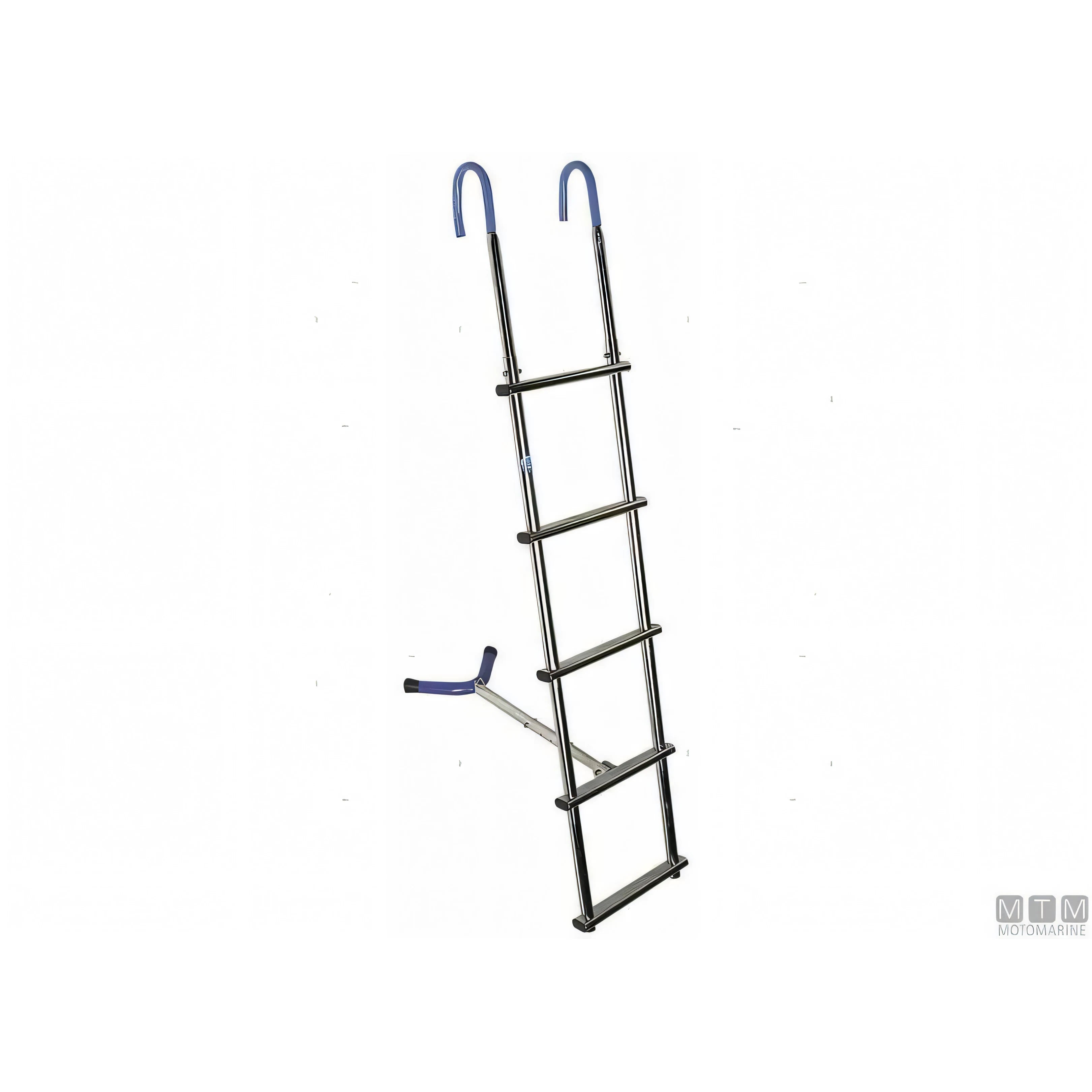 Scaletta di prua Motomarine in acciaio inox AISI 316 con curve aggancia-pulpito blu e distanziatore