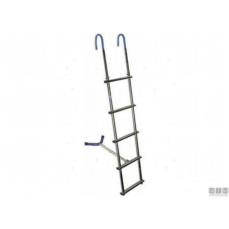 Scaletta di prua Motomarine in acciaio inox AISI 316 con curve aggancia-pulpito blu e distanziatore