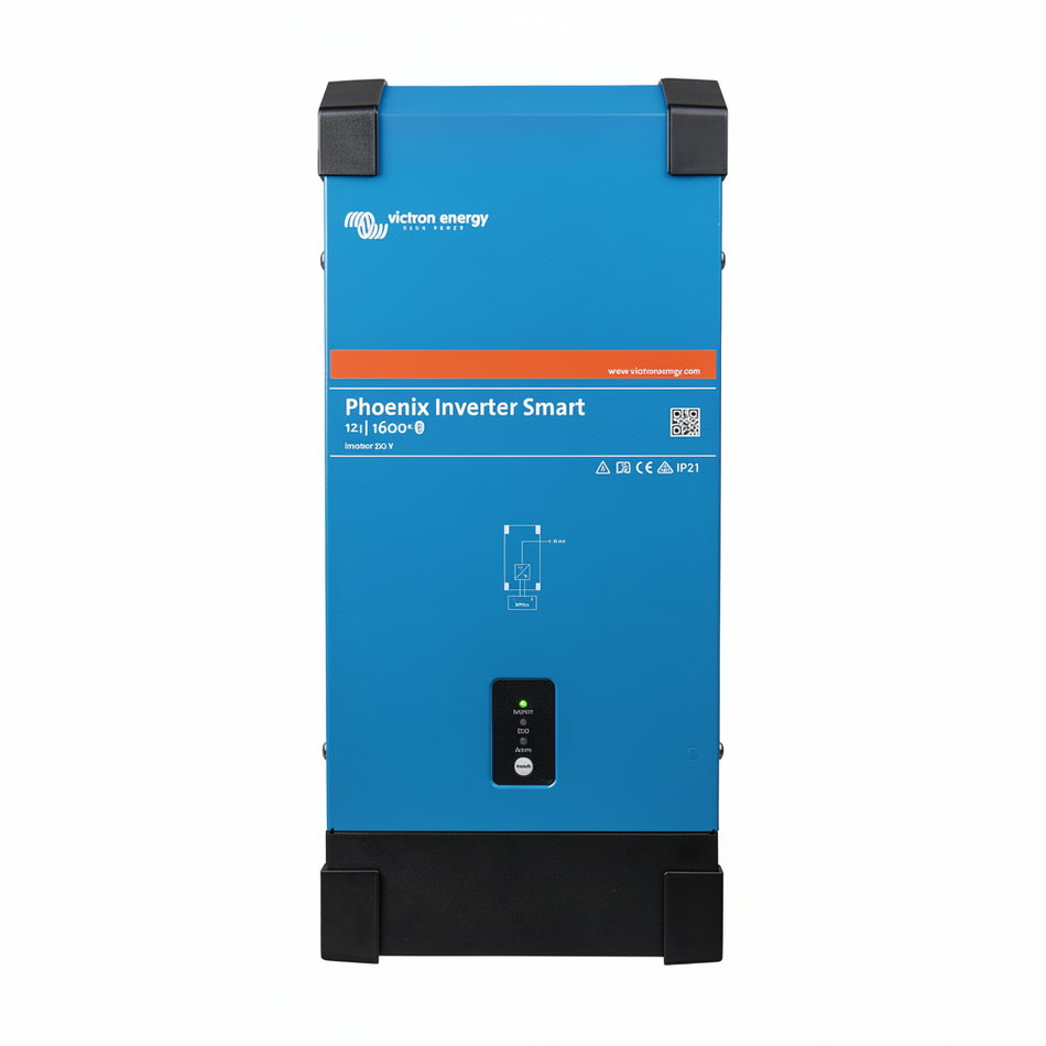 Inverter Victron Phoenix Smart a onda sinusoidale pura con tecnologia Sinumax e Bluetooth integrato, disponibile in varie potenze.