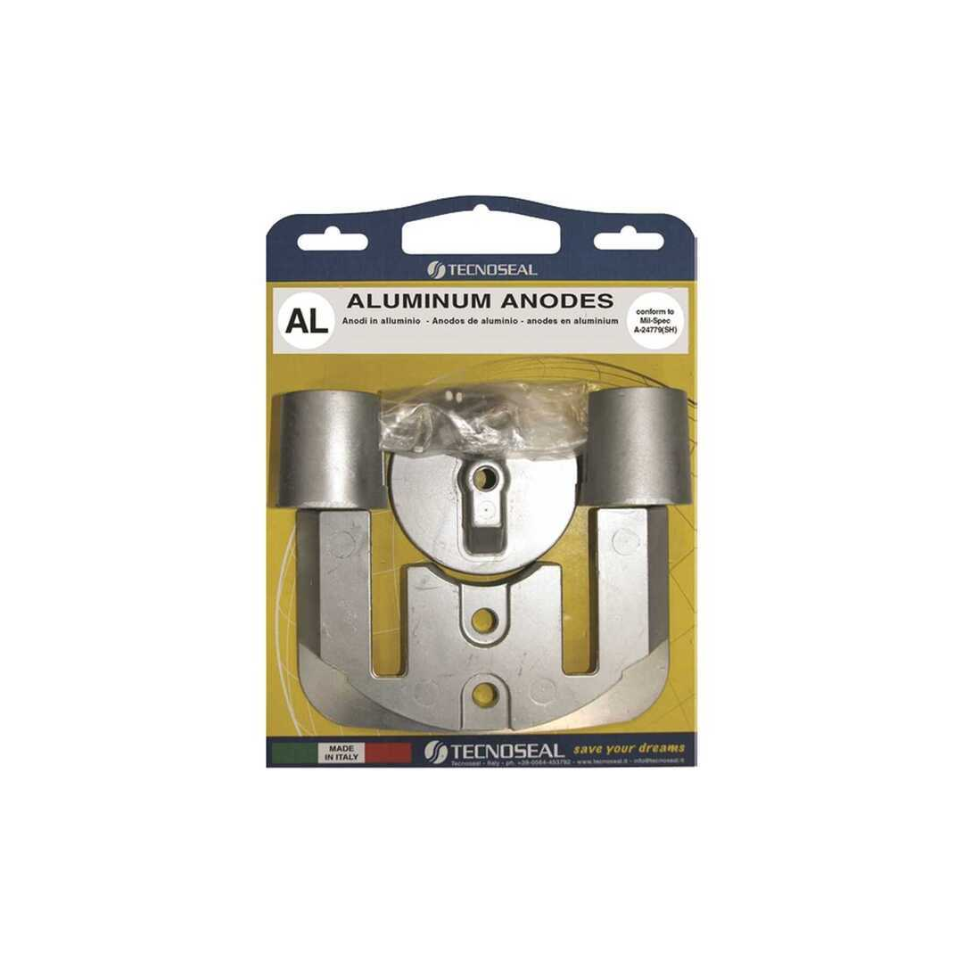 Kit completo anodi sacrificali in alluminio per piedi poppieri Mercruiser Bravo 2 e Bravo 3.