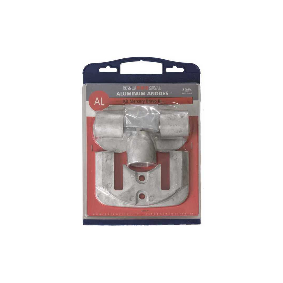 Kit completo anodi sacrificali in alluminio per piede poppiero Mercruiser Bravo 3 con anodo elica.