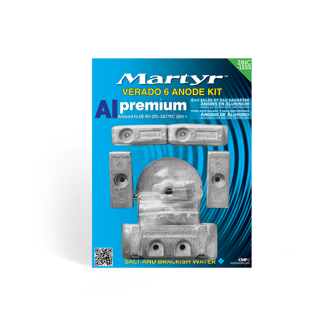 Kit completo anodi sacrificali in alluminio per motore fuoribordo Mercury Verado 6 cilindri.