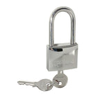 Lucchetto Hardinox arco lungo in acciaio inox lucidato a specchio per nautica disponibile in 3 misure 30 40 e 50 mm inattaccabile dalla salsedine