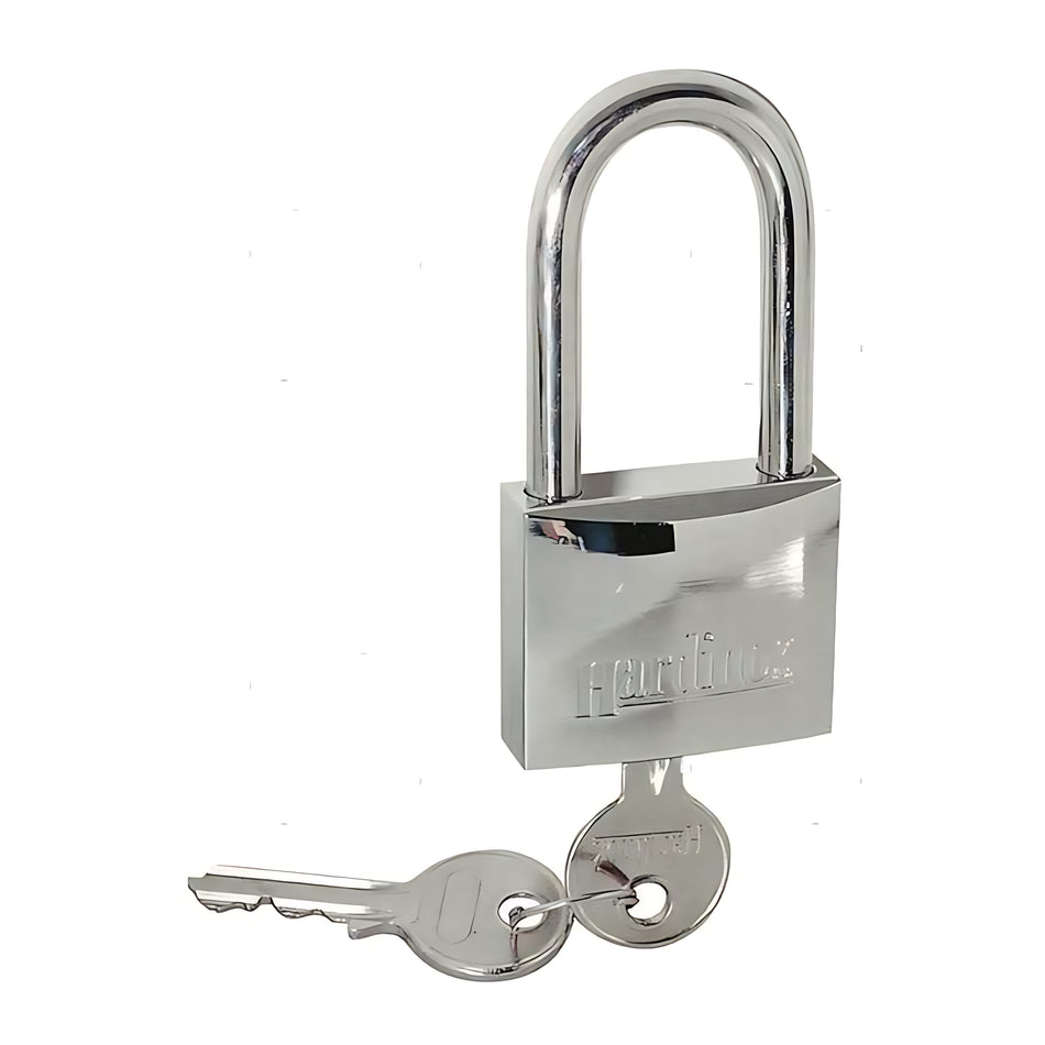 Lucchetto Hardinox arco lungo in acciaio inox lucidato a specchio per nautica disponibile in 3 misure 30 40 e 50 mm inattaccabile dalla salsedine
