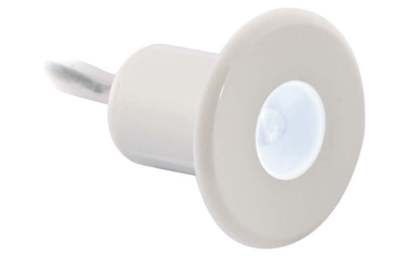 Mini luce segnapasso LED da incasso in ABS bianco, diametro 28mm, luce calda.
