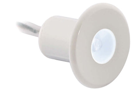 Mini luce segnapasso LED da incasso in ABS bianco, diametro 28mm, luce calda.