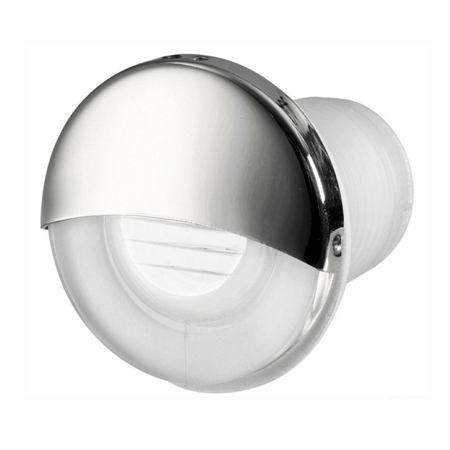 Luce di cortesia LED a incasso con palpebra in acciaio inox lucidato AISI 316, ideale per gradini e camminamenti. luce bianca