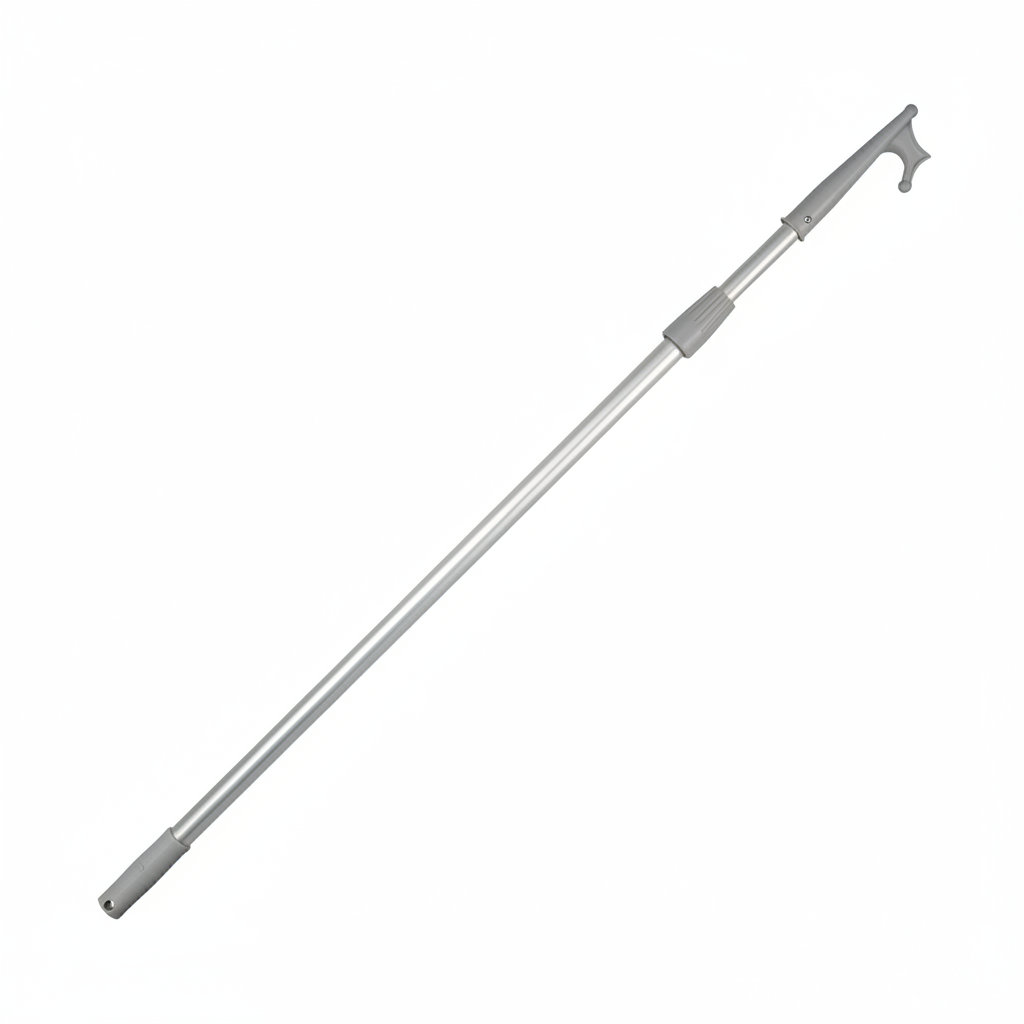 Mezzo marinaio telescopico EASY in alluminio anodizzato, regolabile, con punta in plastica e impugnatura ergonomica.