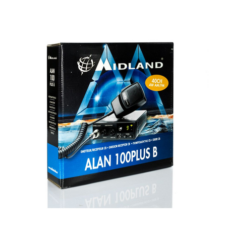 Ricetrasmettitore CB compatto Midland Alan 100 Plus B, ideale per auto, camper e camion.