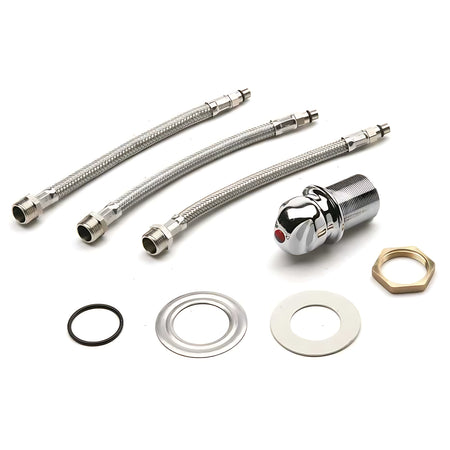 Set miscelatore T-Mixer per gestione acqua calda e fredda con attacchi flessibili da 3/8 pollice e filetto M32. Ideale per impianti idrici di barche.
