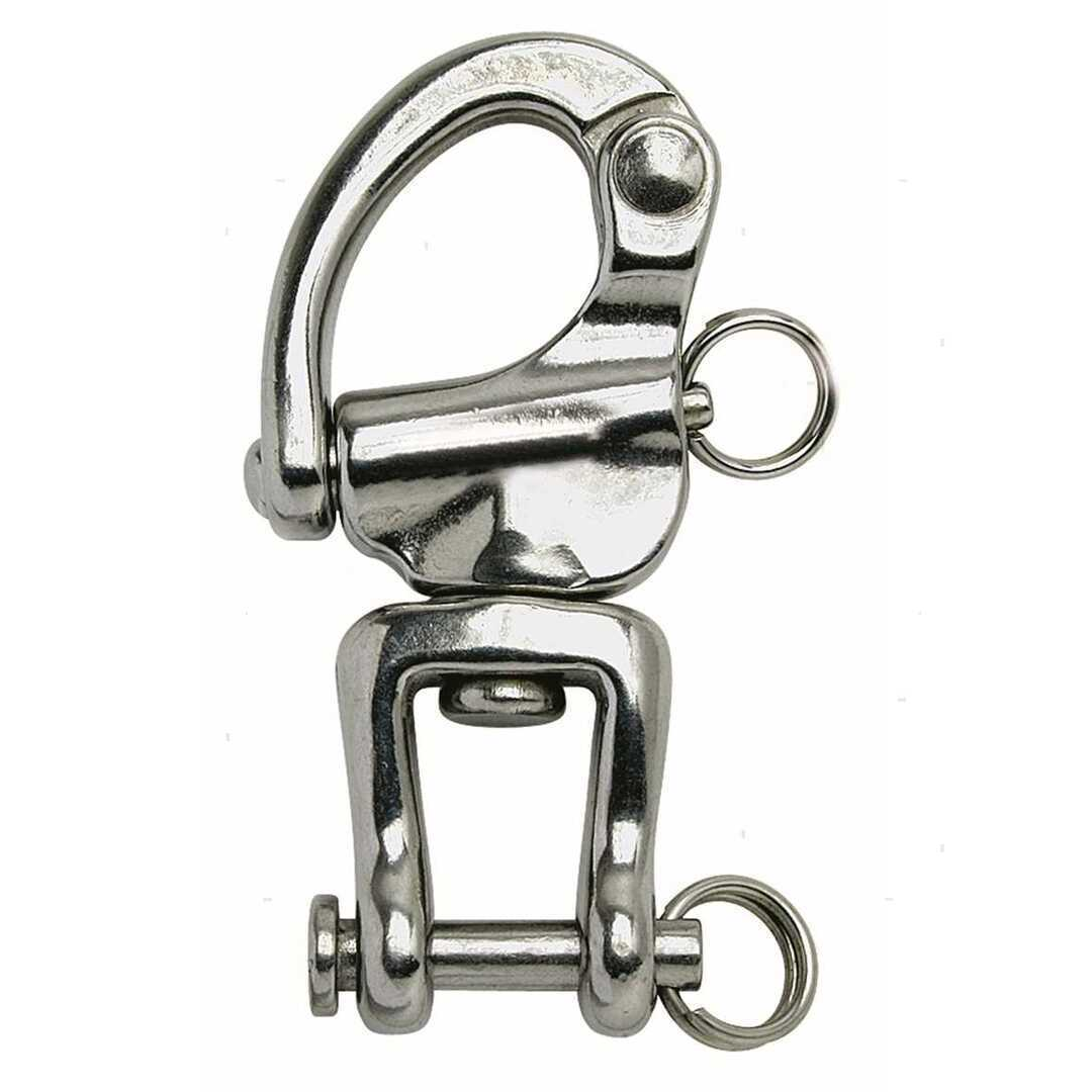 Moschettone a sgancio rapido per spinnaker in acciaio inox AISI 316 con grillo girevole 74mm.