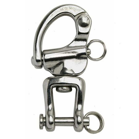 Moschettone a sgancio rapido per spinnaker in acciaio inox AISI 316 con grillo girevole 74mm.