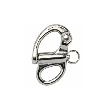 Moschettone a sgancio rapido occhio fisso in acciaio inox AISI 316 lunghezza 55mm.