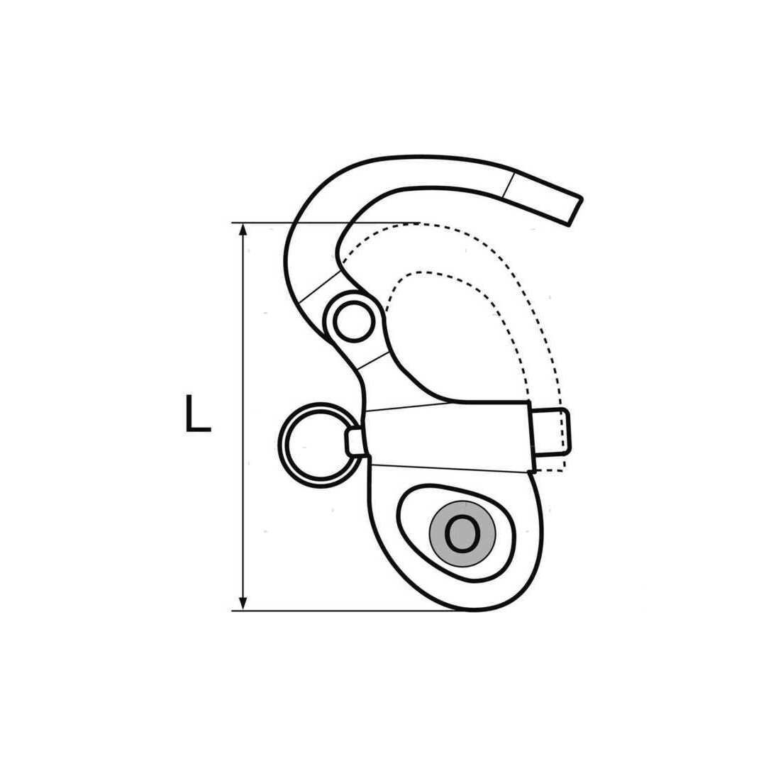 Moschettone a sgancio rapido occhio fisso in acciaio inox AISI 316 lunghezza 55mm.