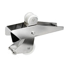 Musone di prua a bascula in acciaio inox AISI 316 con puleggia in nylon e spina di sicurezza, ideale per ancore fino a 14 kg.