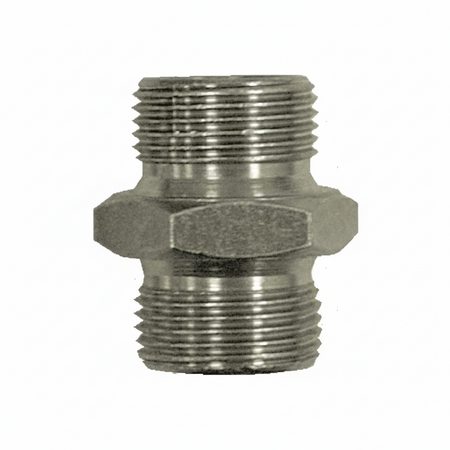 Nipple adattatore maschio-maschio in acciaio al carbonio per impianti oleodinamici.