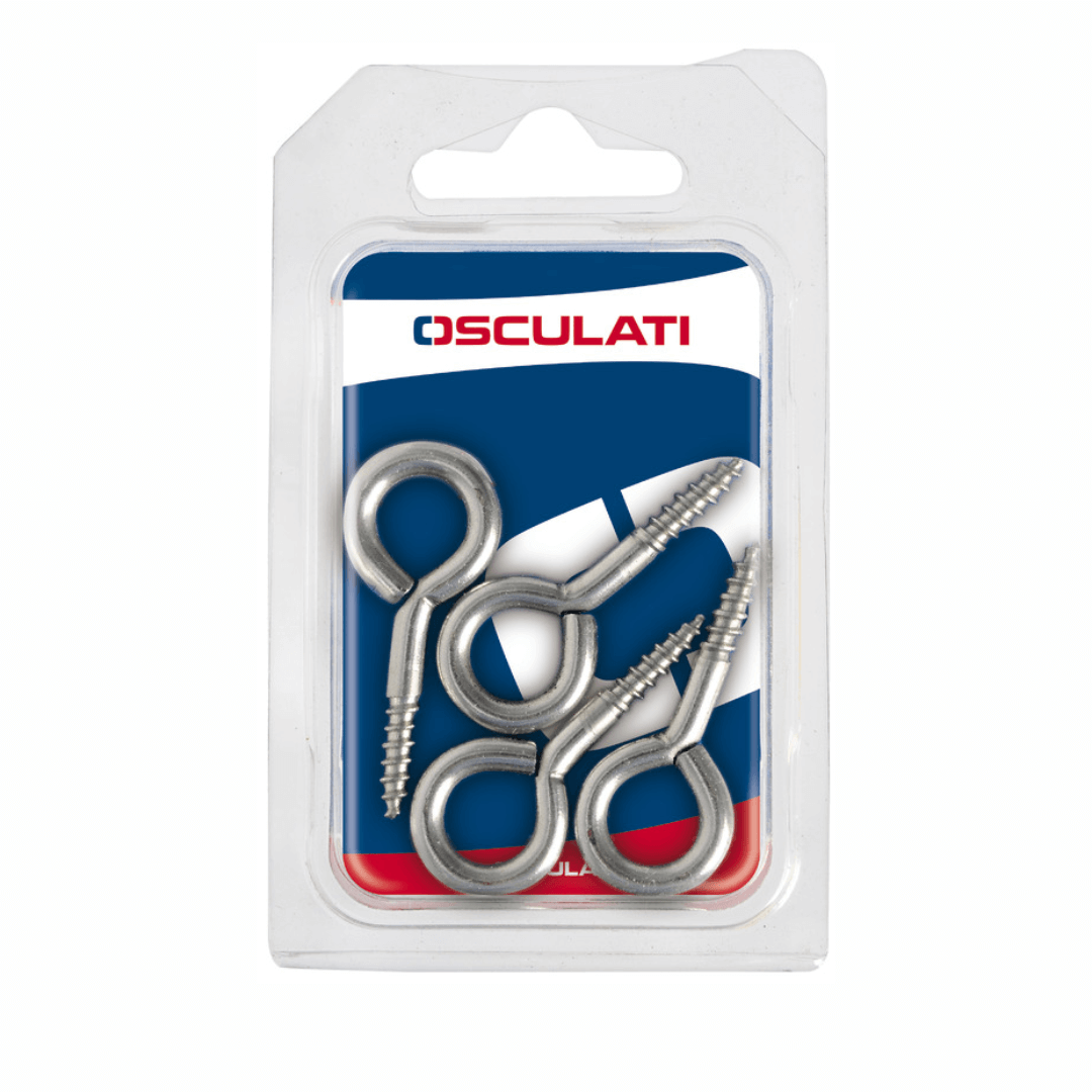 Occhiolo a vite chiuso con filettatura legno in acciaio inox per fissaggi nautici.